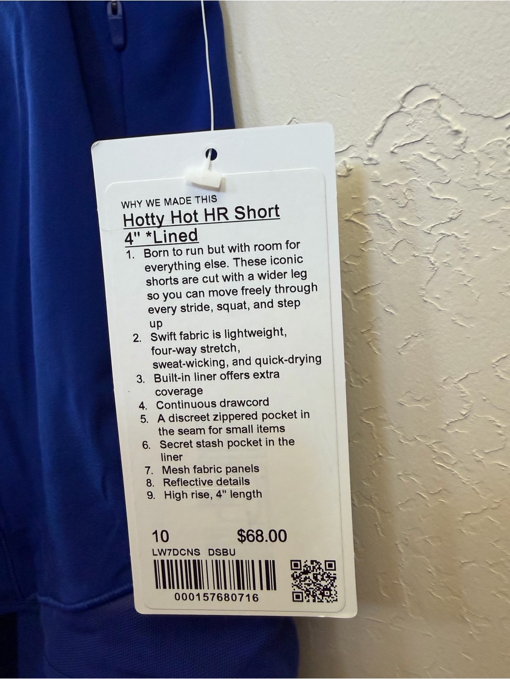 Lululemon Hotty Hot HR Short 4” Lined Blue Size 10 NWT - Picture 3 of 5